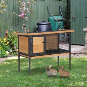Rabbit Hutch Elevated Bunny Cage Small Animal Habitat with Frame