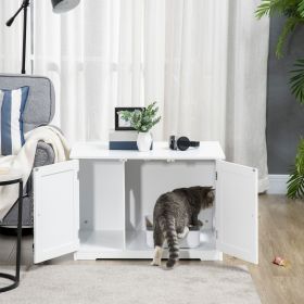 Modern Cat Litter Box Enclosure with Adjustable Partition for Customizable Space