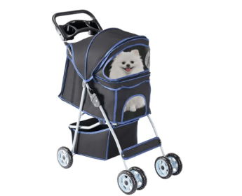 Pet Stroller For Dogs And Cats - Foldable, Lightweight, And Durable - Ideal For Small To Medium Pets -Includes Storage Basket