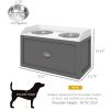 PawHut Elevated Dog Bowl Station with Storage Drawer 21L Capacity & 2 Stainless Bowls Gray