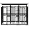 Outdoor Dog Kennel with Roof Steel 59.5 ftÂ²
