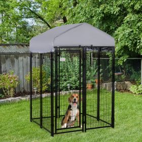 Outdoor Dog Kennel with Roof (Option: Silver-1500x620x200 mm)