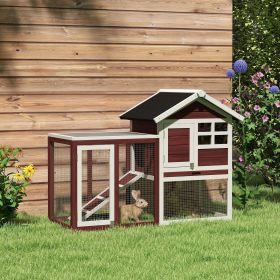 48" Rabbit Hutch Bunny Cage with Waterproof Asphalt Roof (Option: Brown and White-980x620x200 mm)