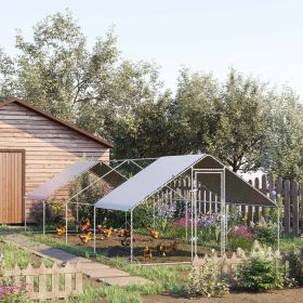 Chicken Run 9.8' x 26.2' x 6.6' with Waterproof and Anti-UV Cover for Outdoor and Yard Farm Use (Option: Silver-1980x380x175 mm)
