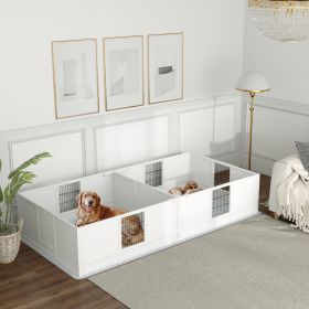Two Rooms Design Dog Whelping Box with Washable Pee Pad (Option: White-1300x580x145 mm)