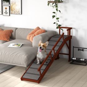 Dog Ramp with Removable Guardrails (Option: Brown-990x465x150 mm)