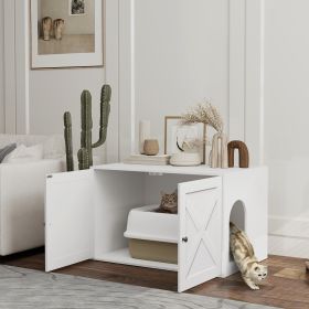 Cat Litter Box Enclosure with Barn Door (Option: White-610x530x230 mm)