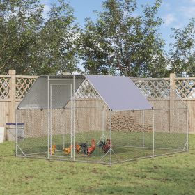 Large Chicken Coop Chicken Run with Waterproof and Anti-UV Cover (Option: Silver-1950x350x190 mm)