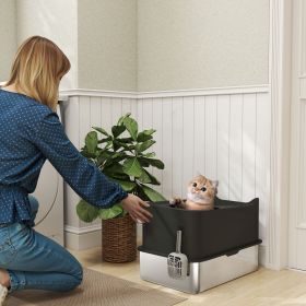 Covered Cat Litter Box with Lid (Option: Black-630x435x310 mm)