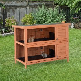 54" 2-Story Large Rabbit Hutch Bunny Cage Pet House Small Animal Habitat with Lockable Doors (Option: Orange-1455x550x210 mm)