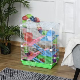18.5" 5 Tier Hamster Cage with Tubes and Tunnels (Option: Green-321x162x495 mm)