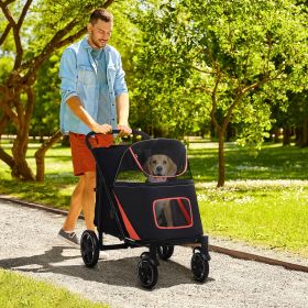 Dog Stroller for Large Medium Small Dogs up to 66 Lbs. 23.5" in Body Length (Option: Black-865x585x220 mm)