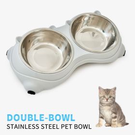 Double Stainless Steel Pet Bowl Set, Macaron Colors, Non-Slip Base And Easy To Clean For Cats And Dogs, Indoor And Outdoor Use (Option: Grey)