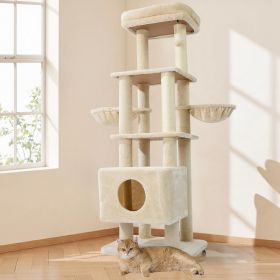 Gardner Pets Large Cat Tree For Medium To Large Cats, Heavy-Duty Cat Tower With Scratch Post And Washable Top Perch. Self-pickup Orders Supported Via (Option: 6Tier Basic Version Beige)