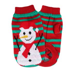 2 Patterns 4 Sizes Option-- 1Pc Pet Christmas Turtleneck Sweater Dog Cat Christmas Clothes Snowman Stripes Costume Winter Holiday Sweater For Small Me (Option: SnowmanL)