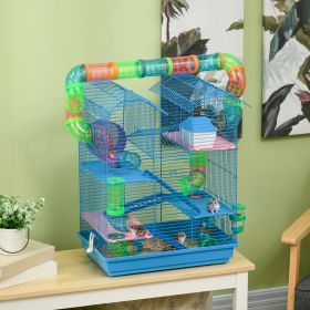 18.5" 5 Tier Hamster Cage with Tubes and Tunnels (Option: Sky Blue-550x480x180 mm)