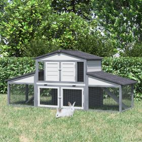 L Outdoor Rabbit Hutch (Option: Grey-1290x710x260 mm)