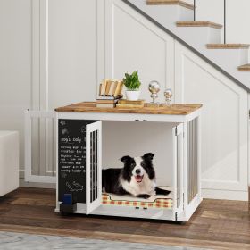 39" Dog Crate Furniture Side Table for Large Dogs with Three Doors (Option: White-1120x750x155 mm)