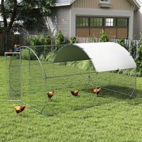 Large Chicken Coop Chicken Run with Waterproof and Anti-UV Cover (Option: Silver-1950x380x180 mm)