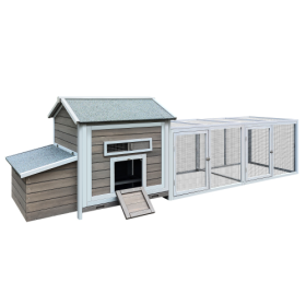 118 Inch Wooden Chicken Coop Outdoor Hen Coop Poultry Cage (Option: Grey)