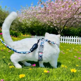 Japanese Style Pet Harness And Leash Set Adjustable Vest For Cats And Small Dogs Safe Comfortable Stylish Outdoor Wear Handcrafted Luxury Gift (Option: M)